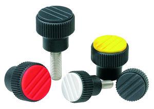 knurled knob / threaded / cylindrical / in plastic