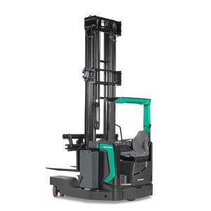 electric reach truck / side-facing seated / narrow-aisle / for warehouses