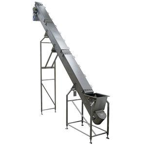 apron conveyor / for the food industry / trough / inclined