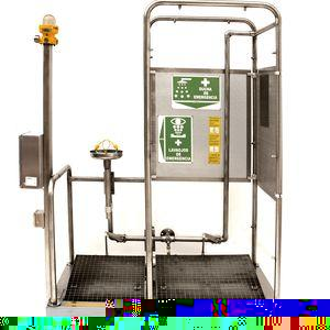 emergency shower with eyewash and face wash station / floor-standing / decontamination