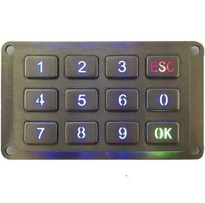 12-key keypad / panel-mount / stainless steel / OEM