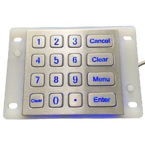 16-key keypad / panel-mount / stainless steel / backlit