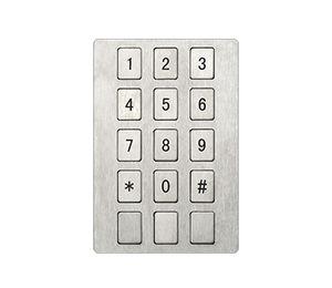 15-key keypad / panel-mount / stainless steel / rubber