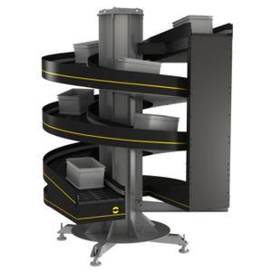 apron conveyor / for boxes / for containers / spiral