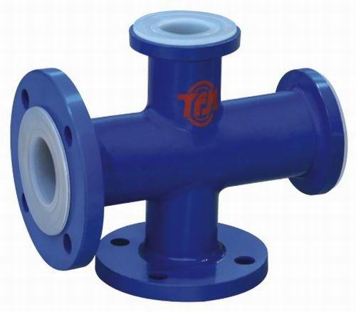 flange fitting / cross / PTFE-lined