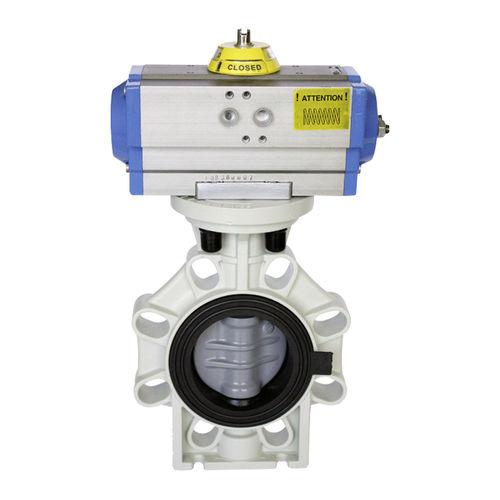 butterfly valve / pneumatic / lug type / PVC