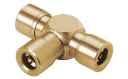 push-in fitting / T / brass / with seal