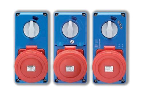 interlocked electrical outlet / fixed / IP67 / with IEC 309 standard switch