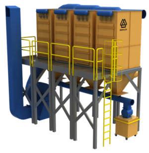 bag dust collector / pulse-jet backflow / modular / compact
