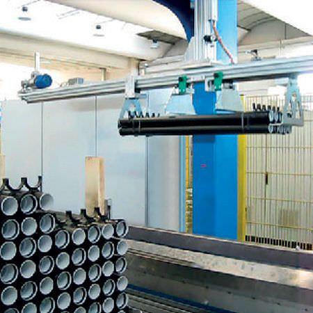 robotic palletizing cell / packaging / for plastic pipes / automatic