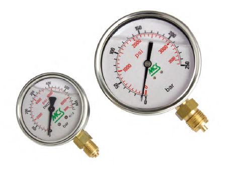 pressure gauge / liquid-filled Bourdon tube / analog / process / stainless steel