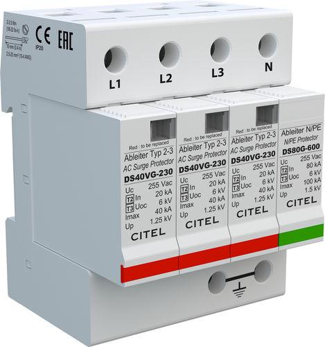 type 2 surge arrester / type 3 / DIN rail / thermoplastic