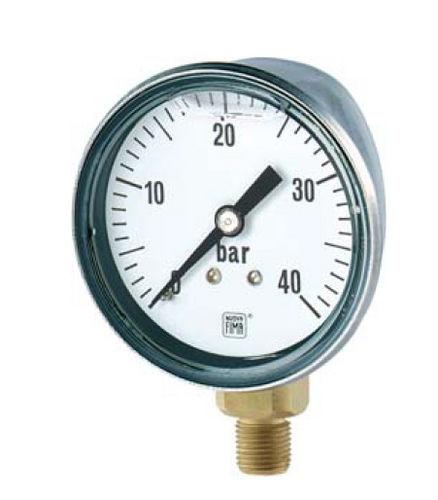 pressure gauge / liquid-filled Bourdon tube / dial / for liquids / for gas