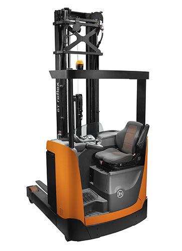 electric reach truck / side-facing seated position / 3-wheel / handling
