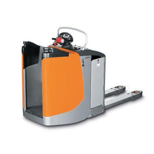 electric pallet truck / stand-on / rugged / loading