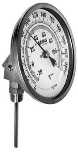 adjustable dial thermometer / bimetallic / insertion / stainless steel