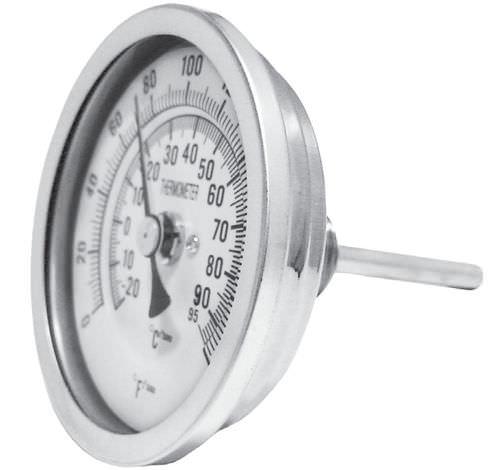 dial thermometer / bimetallic / threaded / stainless steel