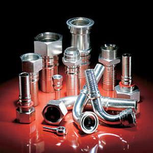 crimp fitting / straight / stainless steel / hydraulic
