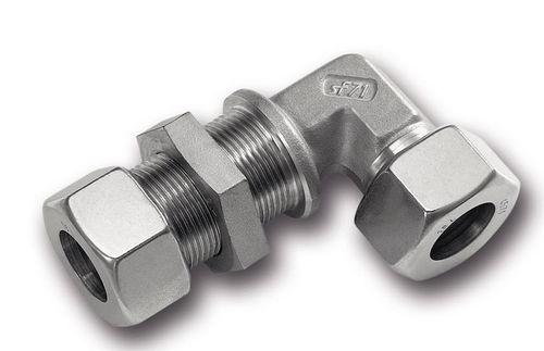 bulkhead fitting / cutting ring / 90° angle / stainless steel