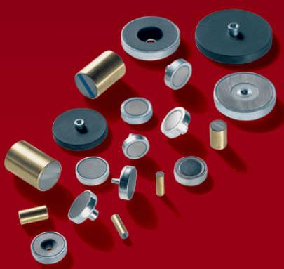 flat pot holding magnet / SmCo / with threaded insert