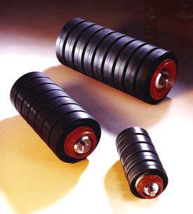 slip-on conveyor roller / for bulk materials conveyors / shock absorbing