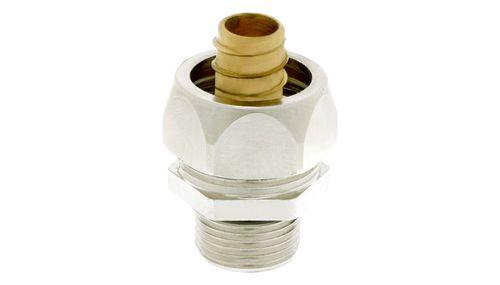 threaded fitting / hexagonal / nickel-plated brass / conduit
