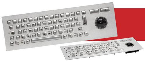 panel-mount keyboard / with trackball / stainless steel / vandal-proof