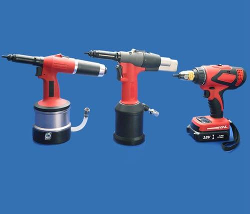 hydro-pneumatic riveting tool / for threaded inserts