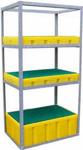 pallet shelving / for drums with retention tank / galvanized / galvanized steel