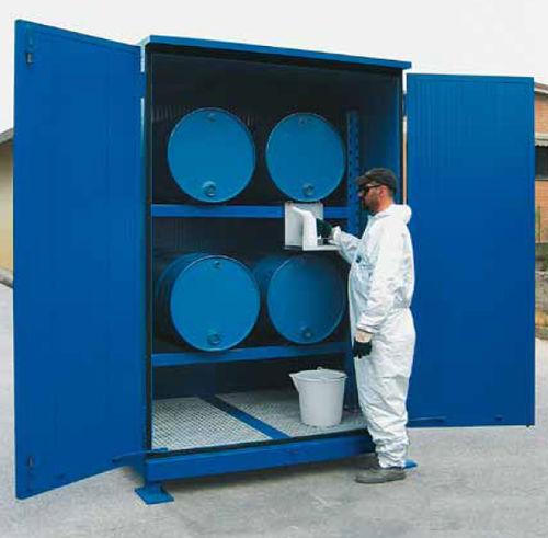 storage cabinet / with swing doors / metal / for drums