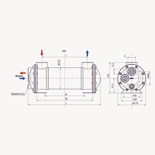 shell and tube heat exchanger / water/oil / copper / for marine applications