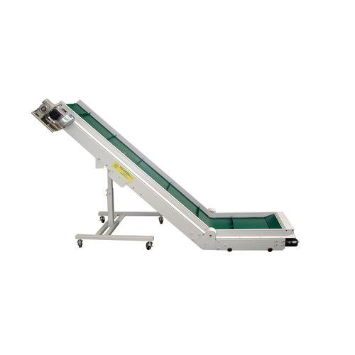 belt conveyor / for small parts / mobile / inclined