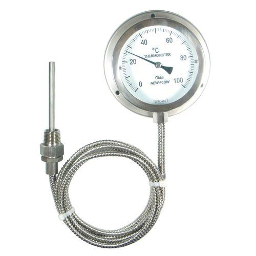 dial thermometer / gas / flange / stainless steel