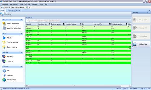 warehouse management (WMS) software / storage system management / real-time