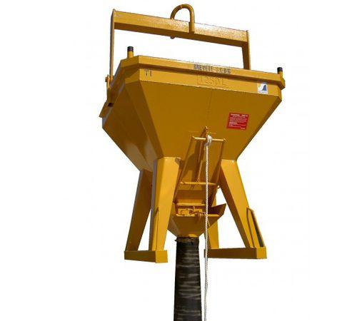 octagonal concrete skip / with discharge hose