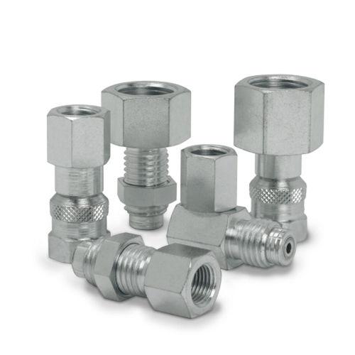 screw fitting / bulkhead / straight / zinc-plated steel