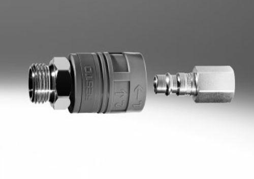 threaded quick coupling / straight / nickel-plated brass / pneumatic