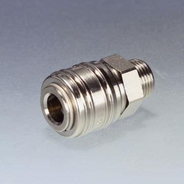 threaded quick coupling / brass / for compressed air / plug-in