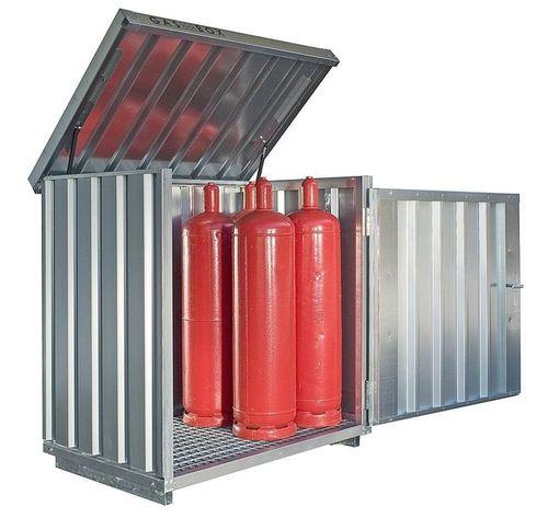 security storage container / galvanized steel / for gas bottles / hazardous goods