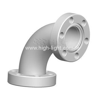 flange fitting / 90° angle / stainless steel / for vacuum