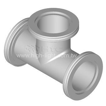 flange fitting / T / stainless steel / for vacuum