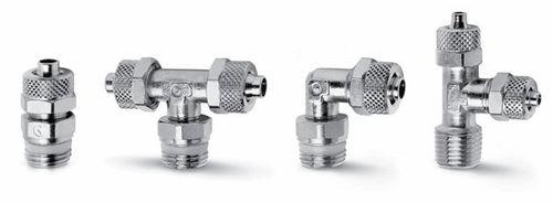 push-in fitting / nickel-plated brass / for tubes / for compressed air