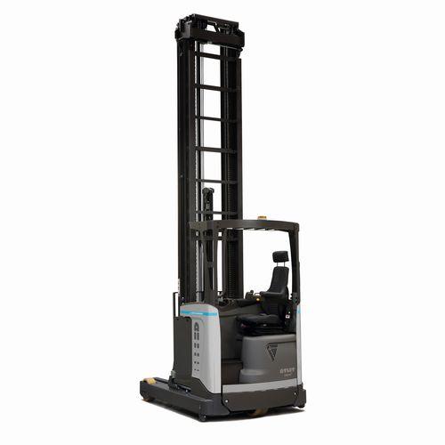 electric reach truck / ride-on / for warehouses / for heavy loads