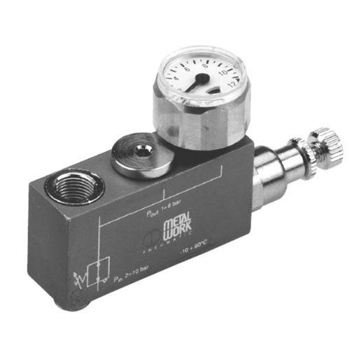 compressed air pressure regulator and reducer / single-stage / miniature / with pressure gauge
