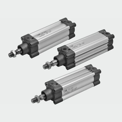 pneumatic cylinder / with piston rod / double-acting / single-acting