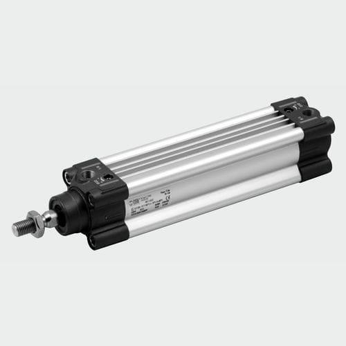 pneumatic cylinder / with piston rod / double-acting / flat