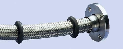 stainless steel hose / PTFE / with scuff rings