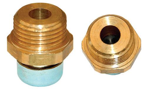 hexagonal plug / threaded / brass / vented