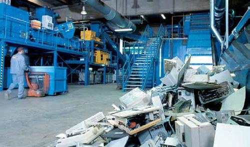 single step recycling plant / for electrical waste / for electronics waste