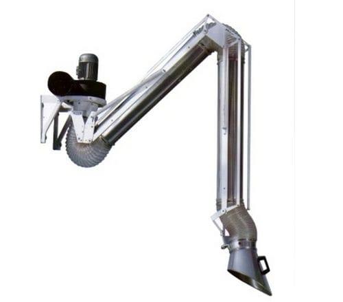wall-mounted extraction arm / flexible / dust / stainless steel